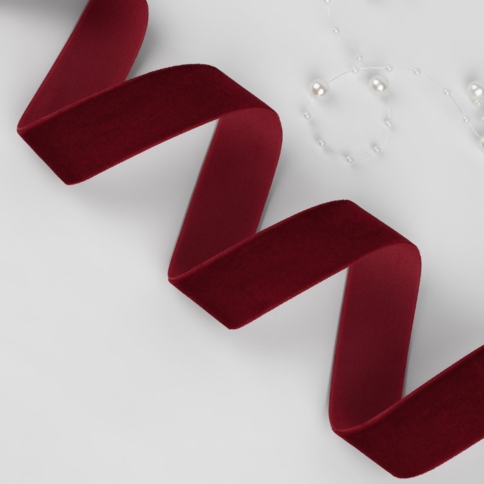Лента бархатная, 25 мм, 18 ± 1 м, цвет бордовый №46 Лента бархатная, 25 мм, 18 ± 1 м, цвет бордовый №46