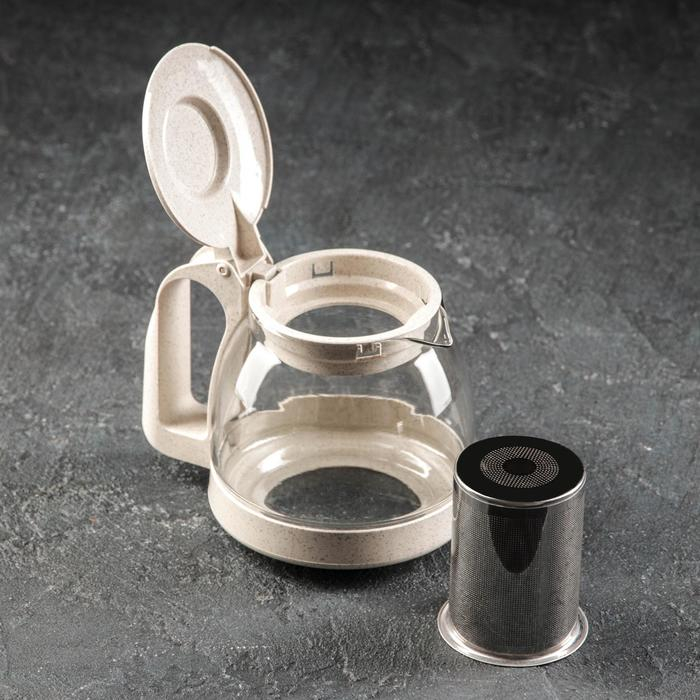 Чайник стеклянный заварочный «Джони», 700 мл, с металлическим ситом, цвет бежевый Чайник стеклянный заварочный «Джони», 700 мл, с металлическим ситом, цвет бежевый