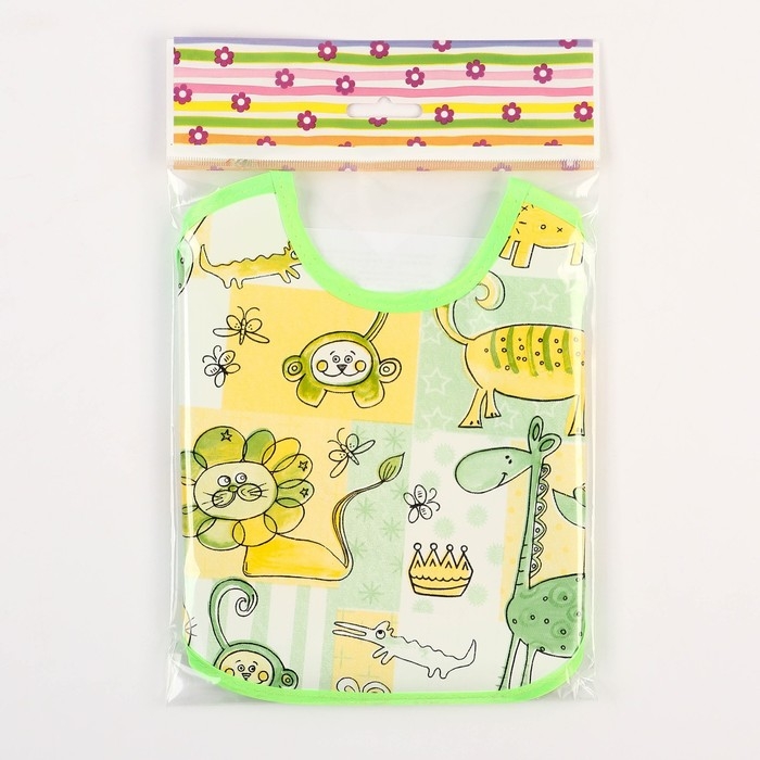 Нагрудник из нетканого полотна с ПВХ покрытием «Мультики», цвет зеленый, р-р. 20х22см Нагрудник из нетканого полотна с ПВХ покрытием «Мультики», цвет зеленый, р-р. 20х22см