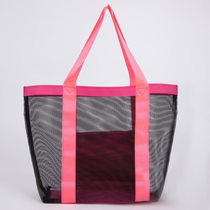 Сумка - шопер пляжная , 33х32х11 см, с сеткой, цвет розовый Сумка - шопер пляжная , 33х32х11 см, с сеткой, цвет розовый