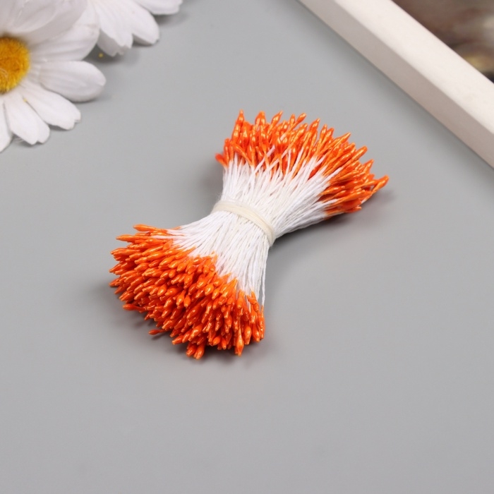 Тычинки для искусственных цветов глянец "Рисинки" оранжевый набор 360 шт длина 6 см