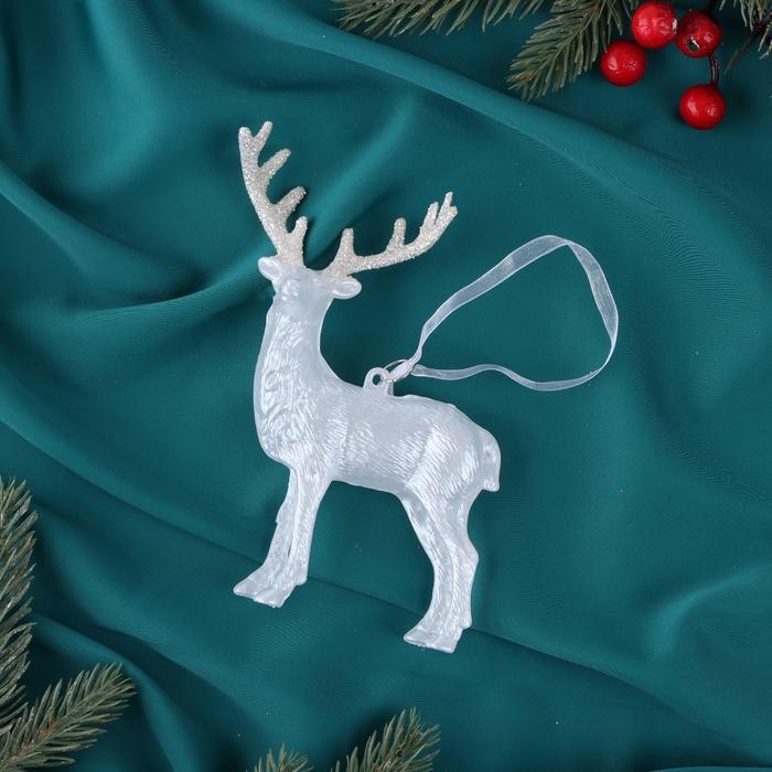 Украшение ёлочное Украшение ёлочное "Олень блеск" 12х14,5 см, белый