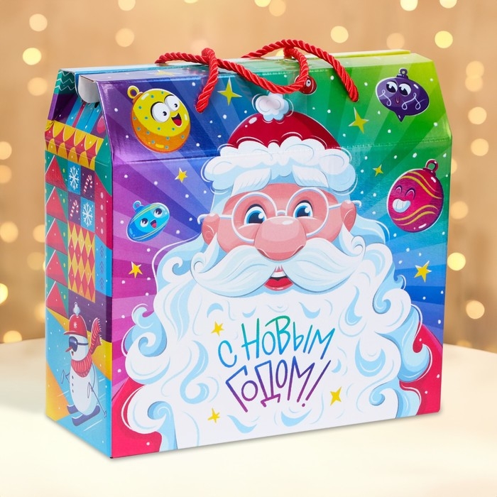 Новый год. Подарочная коробка новогодняя Фиеста металлизация 23 х 10 х 22 см. Новый год. Подарочная коробка новогодняя Фиеста металлизация 23 х 10 х 22 см.