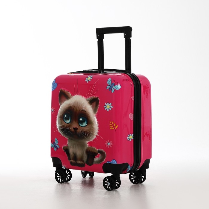 Чемодан детский 28 л (S), отдел на молнии, 4 колеса, цвет розовый Чемодан детский 28 л (S), отдел на молнии, 4 колеса, цвет розовый