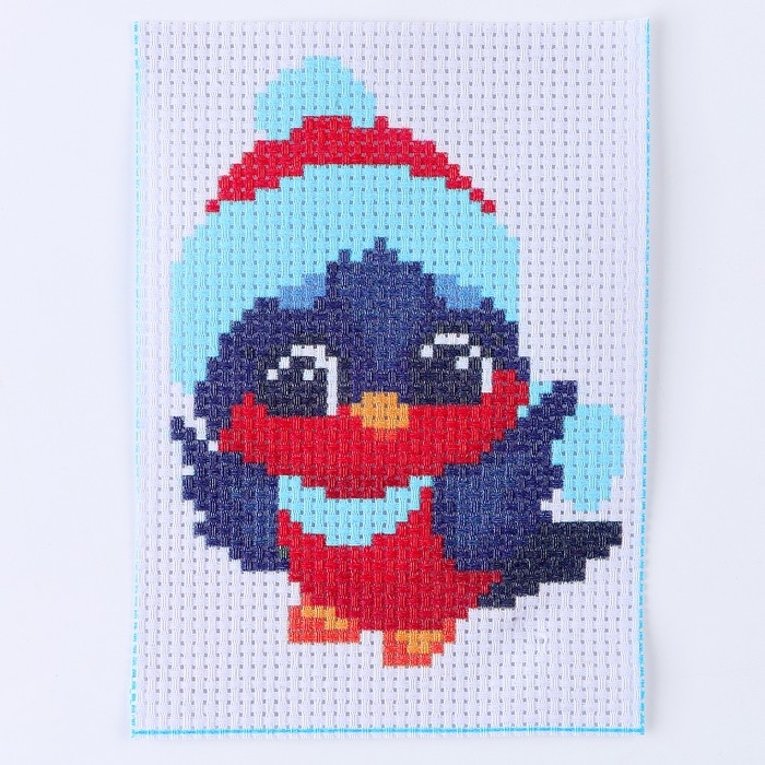 Вышивка крестиком на новый год «Снегирь в шапочке», 14 х 10 см, новогодний набор для творчества Вышивка крестиком на новый год «Снегирь в шапочке», 14 х 10 см, новогодний набор для творчества