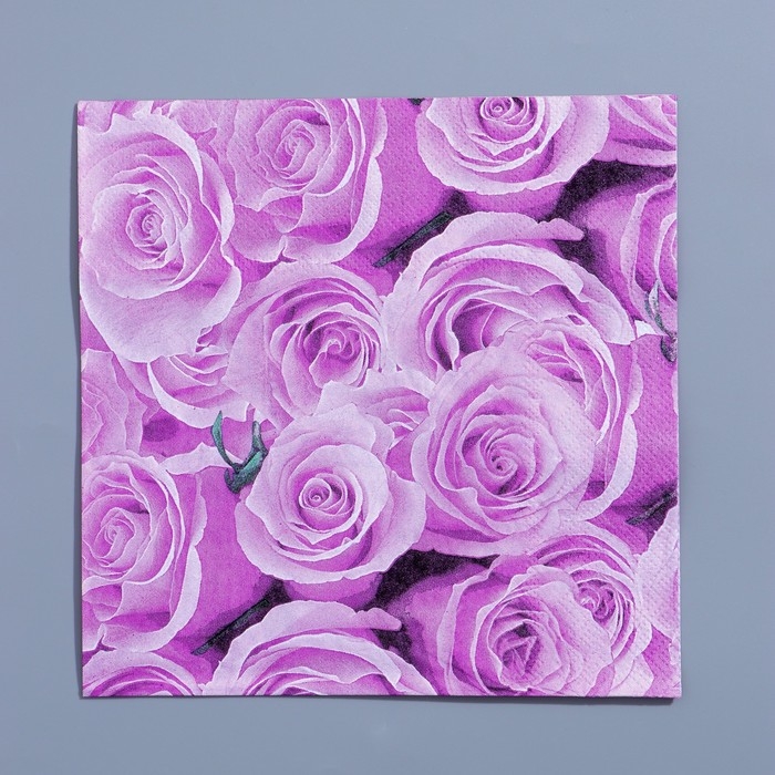 Салфетки бумажные «Розы», 33×33 см, набор 20 шт., цвет сиреневый Салфетки бумажные «Розы», 33×33 см, набор 20 шт., цвет сиреневый