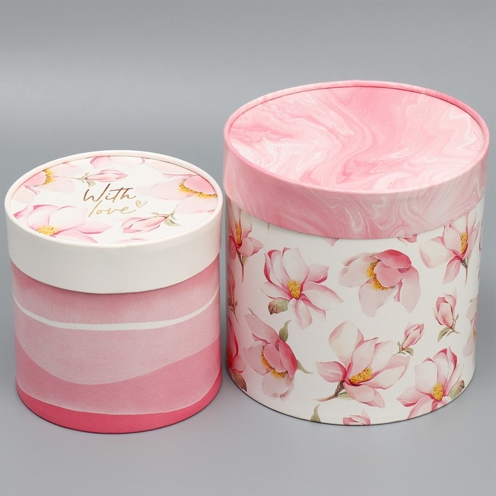 Набор шляпных коробок 2 в 1, упаковка подарочная, «With love», 13 х 13, 16 х 16 см Набор шляпных коробок 2 в 1, упаковка подарочная, «With love», 13 х 13, 16 х 16 см