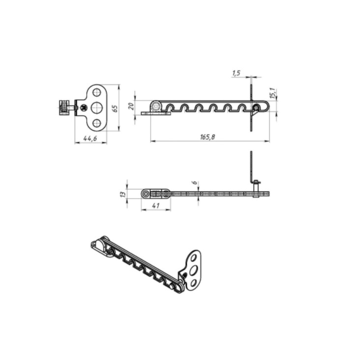 Ограничитель открывания окна ТУНДРА, пластиковый, L=165 мм, белый, 1 шт. Ограничитель открывания окна ТУНДРА, пластиковый, L=165 мм, белый, 1 шт.