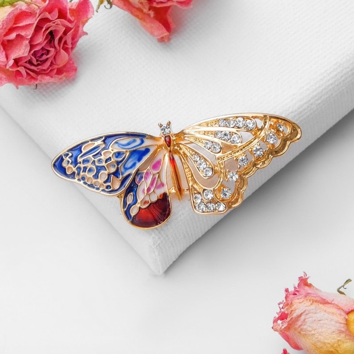 Брошь «Бабочка» альфа, цветная в золоте Брошь «Бабочка» альфа, цветная в золоте