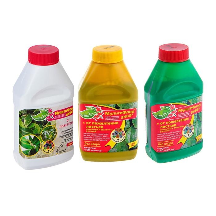Удобрение Мультифлор Аква от пожелтения листьев, комнатных и балконных, 250 мл Удобрение Мультифлор Аква от пожелтения листьев, комнатных и балконных, 250 мл