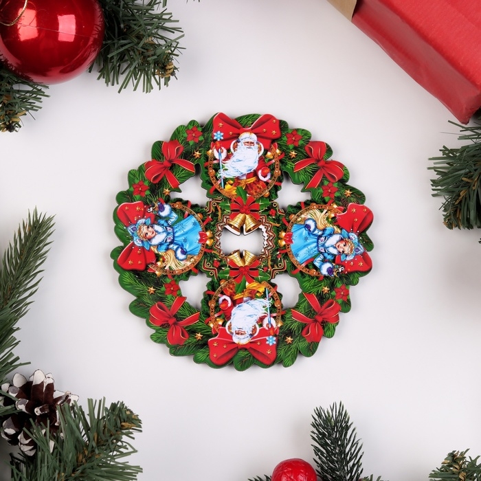 Новый год. Подставка под горячее Новый год. Подставка под горячее "Дед Мороз и Снегурочка", d-14 см