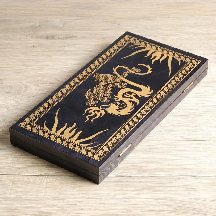 Нарды деревянные большие, настольная игра "Драконы", 40 х 40 см, золото