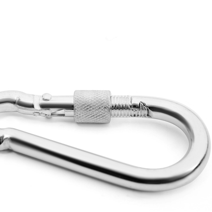 Карабин монтажный с фиксатором ТУНДРА krep, DIN5299D, 9х90 мм, оцинкованный, 1 шт.