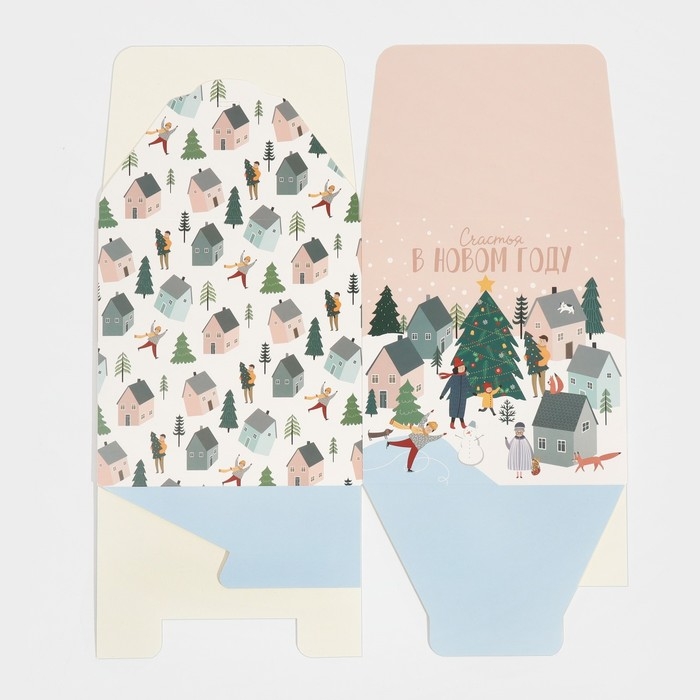 Коробка подарочная новогодняя складная «Город новогодний», 18 х 18 х 18 см, Новый год Коробка подарочная новогодняя складная «Город новогодний», 18 х 18 х 18 см, Новый год