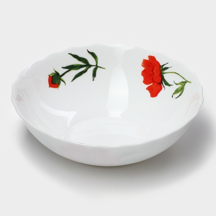 Тарелка глубокая Avvir «Бархатная роза», 600 мл, d=17,5, стеклокерамика, цвет белый