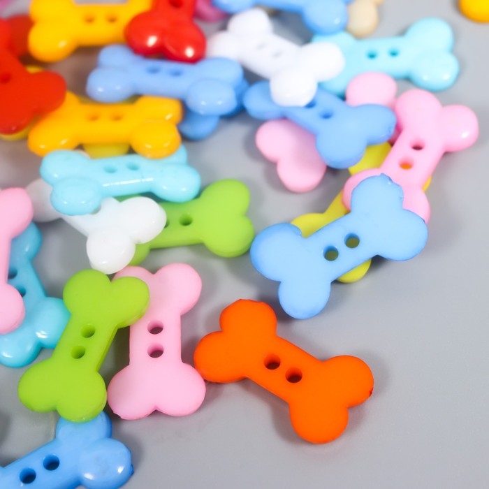 Пуговицы пластик 2 прокола "Косточка" 1х1,8 см набор 80 шт МИКС 2х5,5х5,5 см