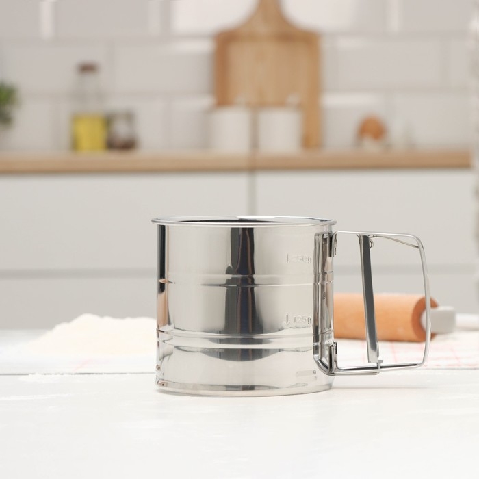 Просеиватель для муки Доляна, 375 мл, цвет серебристый Просеиватель для муки Доляна, 375 мл, цвет серебристый