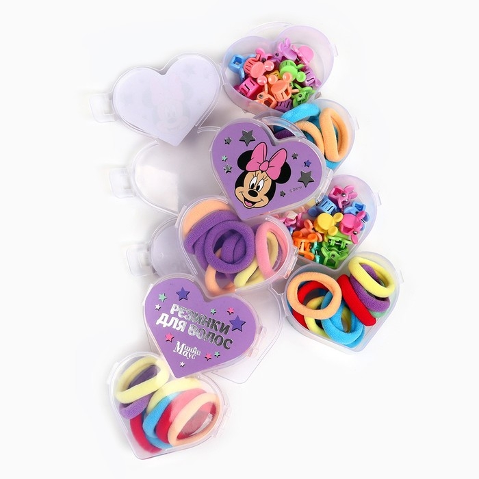 Набор подарочный, резинка для волос 20 шт, заколка крабик 20 шт, Минни Маус Набор подарочный, резинка для волос 20 шт, заколка крабик 20 шт, Минни Маус