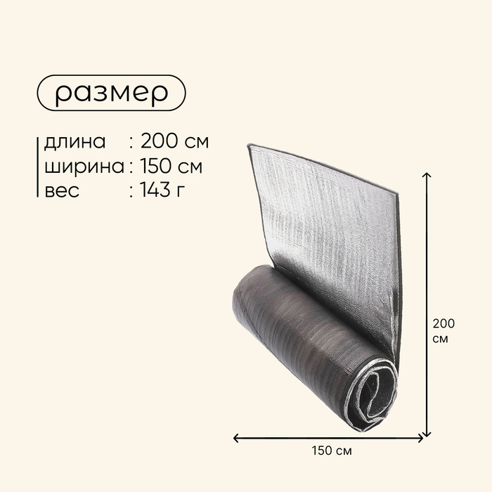 Коврик туристический Maclay, с алюминиевым покрытием, 150х200х0.2 см Коврик туристический Maclay, с алюминиевым покрытием, 150х200х0.2 см