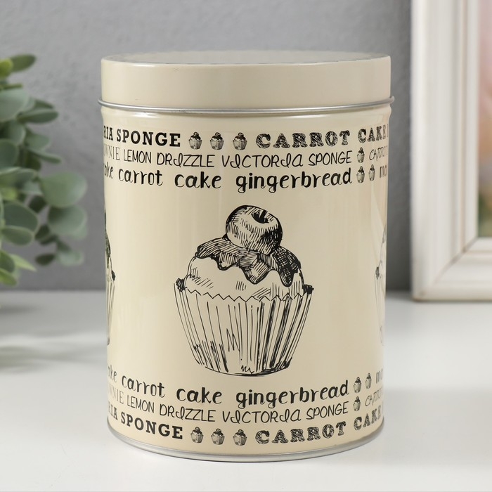 Шкатулка металл цилиндр Шкатулка металл цилиндр "Сладкая выпечка" набор 4 шт 9,5х6; 11х7,5; 12,5х9; 14х10,5х10,5 см 975901