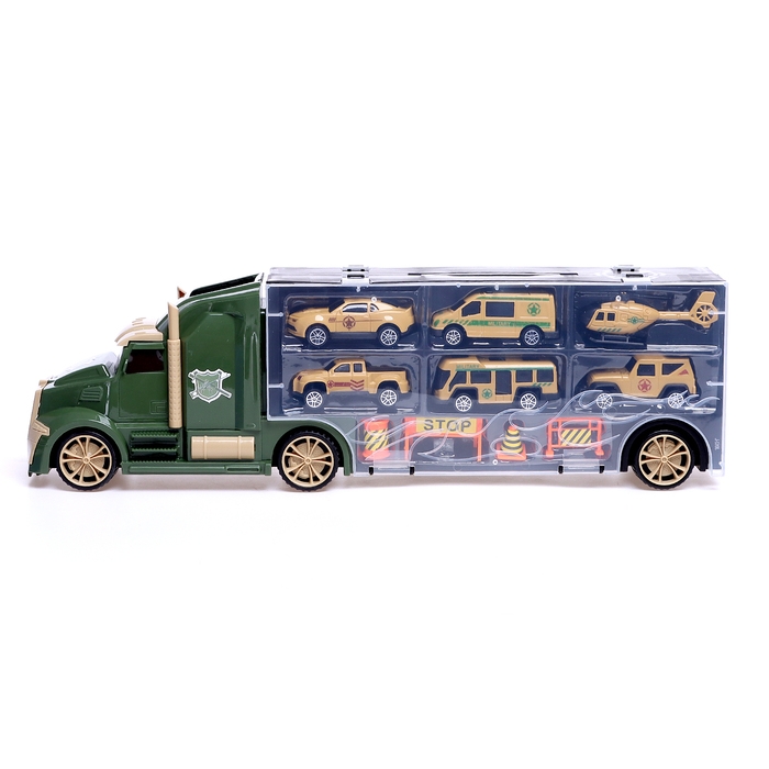 Грузовик &laquo;Перевозчик&raquo;, в комплекте 6 машин и дорожные знаки