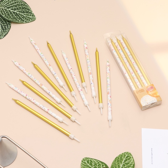 Свечи для торта Свечи для торта "Конфетти", 12 шт, золотые и белые