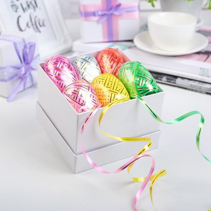 Лента упаковочная с золотой полосой, ассорти, набор 6 шт., 0,5 см х 10 м Лента упаковочная с золотой полосой, ассорти, набор 6 шт., 0,5 см х 10 м