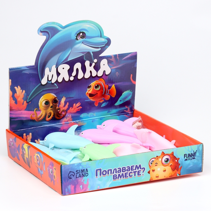 Антистресс сквиш мялка «Дельфин», с песком, тянучка, в шоубоксе Антистресс сквиш мялка «Дельфин», с песком, тянучка, в шоубоксе