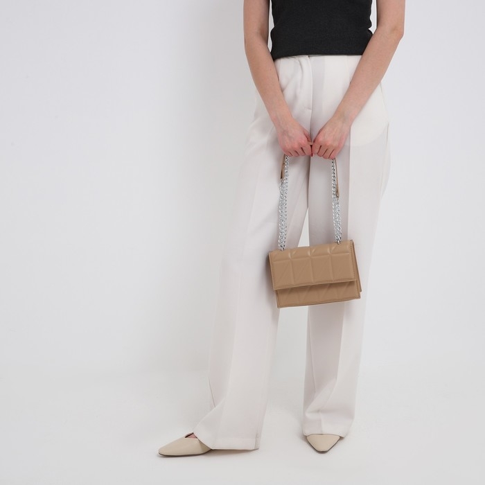 Сумка женская на клапане, 22х15х6 см, цвет бежевый Сумка женская на клапане, 22х15х6 см, цвет бежевый