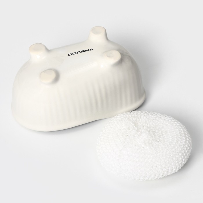 Подставка с губкой Доляна «Переплетение», 250 мл, цвет белый Подставка с губкой Доляна «Переплетение», 250 мл, цвет белый