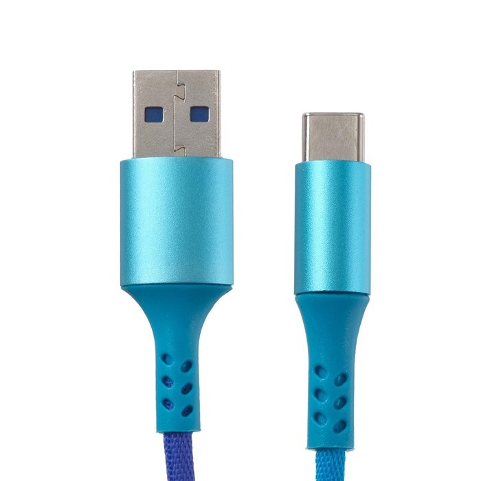 Кабель Luazon, Type-C - USB, 2 A, 0,9 м, оплётка нейлон, разноцветный Кабель Luazon, Type-C - USB, 2 A, 0,9 м, оплётка нейлон, разноцветный