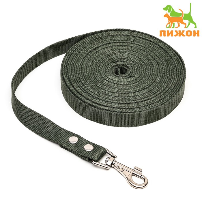 Поводок брезентовый 10 м х 2,5 см, тёмно-зелёный Поводок брезентовый 10 м х 2,5 см, тёмно-зелёный