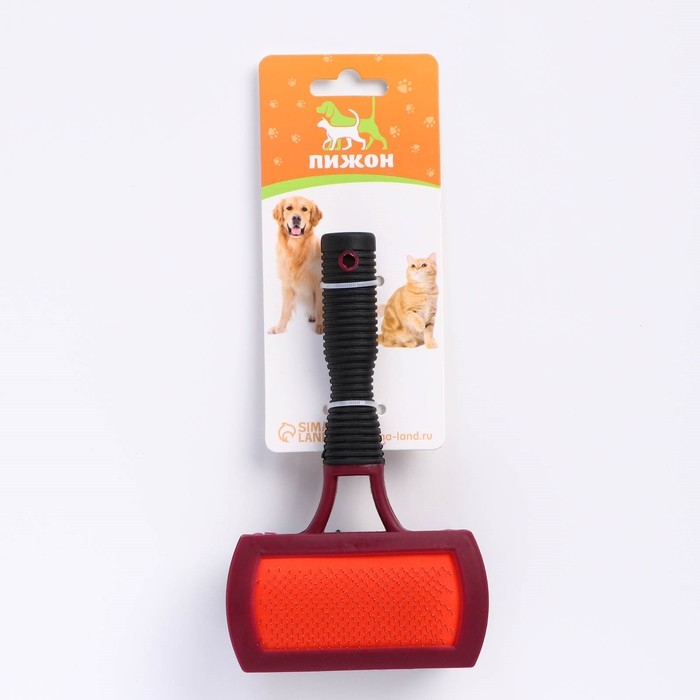 Двухсторонняя пуходёрка-щетка с резиновой ручкой 10 х 16,5 см, бордово-чёрная Двухсторонняя пуходёрка-щетка с резиновой ручкой 10 х 16,5 см, бордово-чёрная