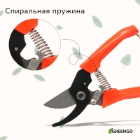 Секатор плоскостной, 7" (18 см), с пластиковыми ручками, Greengo