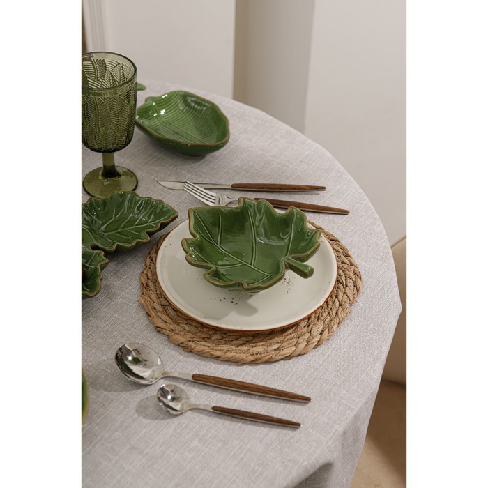 Блюдо сервировочное Доляна «Лист», 20,2×2,2 см, цвет зелёный Блюдо сервировочное Доляна «Лист», 20,2×2,2 см, цвет зелёный