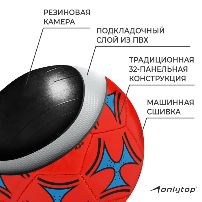 Футбольный мяч ONLYTOP, машинная сшивка, 32 панели, р. 5, PVC, цвет МИКС Футбольный мяч ONLYTOP, машинная сшивка, 32 панели, р. 5, PVC, цвет МИКС