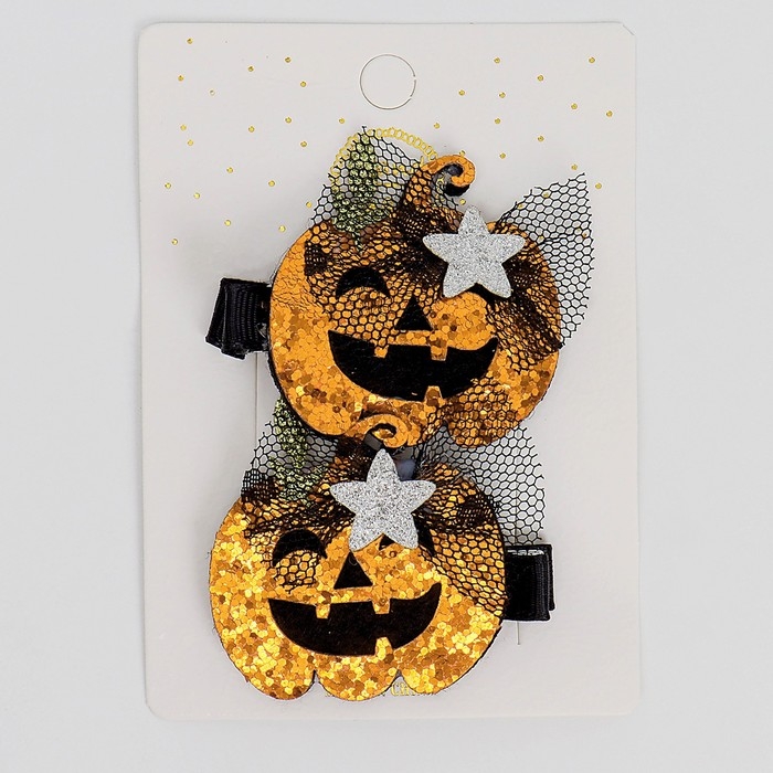 Карнавальный зажим «Тыква» набор 2 штуки Карнавальный зажим «Тыква» набор 2 штуки