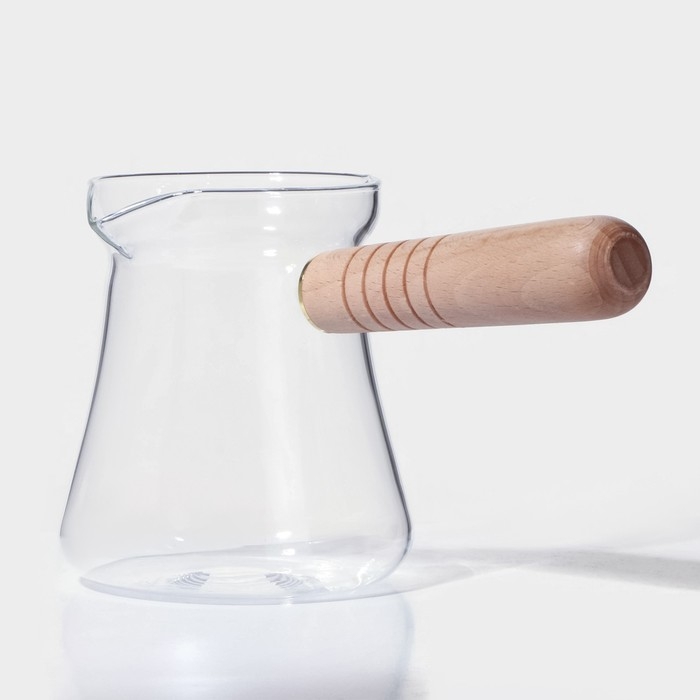Турка стеклянная «Арабика», 300 мл, 18,5×9×10 см, деревянная ручка Турка стеклянная «Арабика», 300 мл, 18,5×9×10 см, деревянная ручка