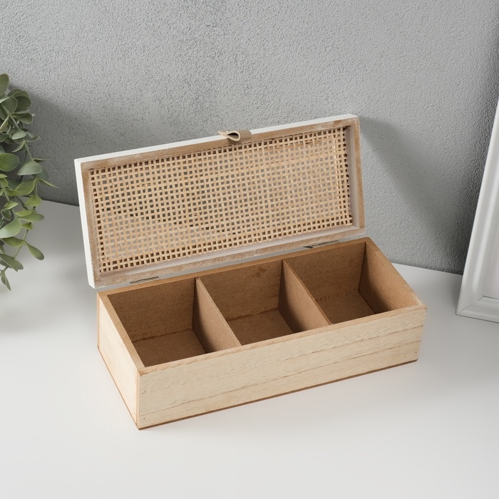 Шкатулка дерево с делениями Шкатулка дерево с делениями "Корзинное плетение" 10х23,5х7 см