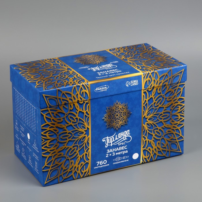 Гирлянда «Занавес» 2 × 3 м, IP44, УМС, тёмная нить, 760 LED, свечение белое, 220 В Гирлянда «Занавес» 2 × 3 м, IP44, УМС, тёмная нить, 760 LED, свечение белое, 220 В