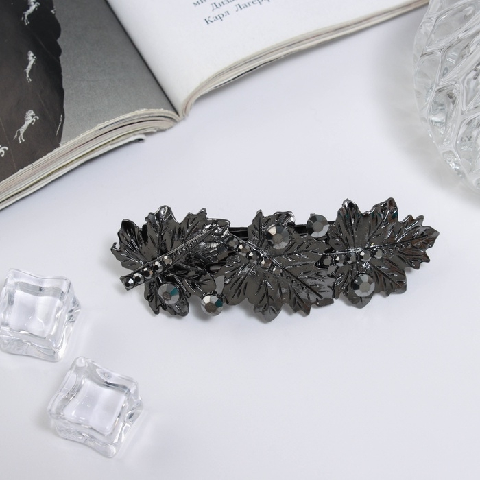 Заколка-автомат Заколка-автомат "Эйвери" листья, 9 см, чёрный