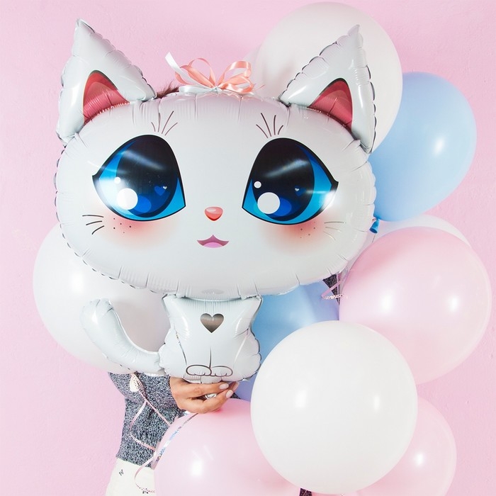 Шар фольгированный 32'' «Котёнок белый», фигура, 1 шт. Шар фольгированный 32'' «Котёнок белый», фигура, 1 шт.