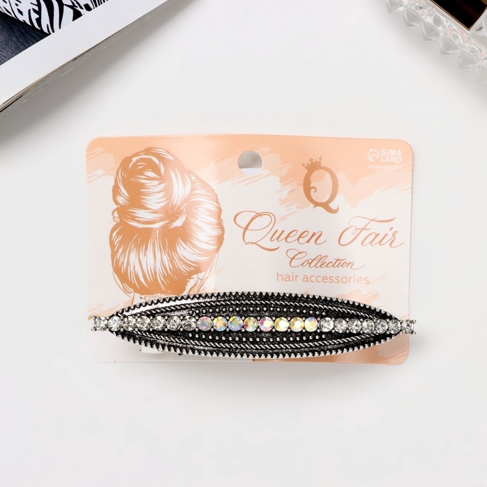 Заколка-автомат Заколка-автомат "Роуз" полоса блеск классик, 9,5 см, серебро