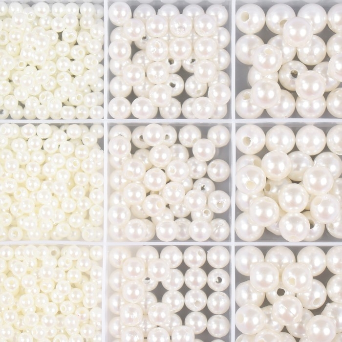 Бусины в шкатулке Бусины в шкатулке "Жемчужные" 12 делений 10х13,5х1,8 см