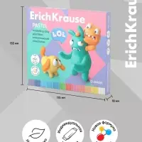 Пластилин 12 цветов, 216 г, ErichKrause Jolly Friends Pastel, со стеком, в картонной упаковке, 12 штук