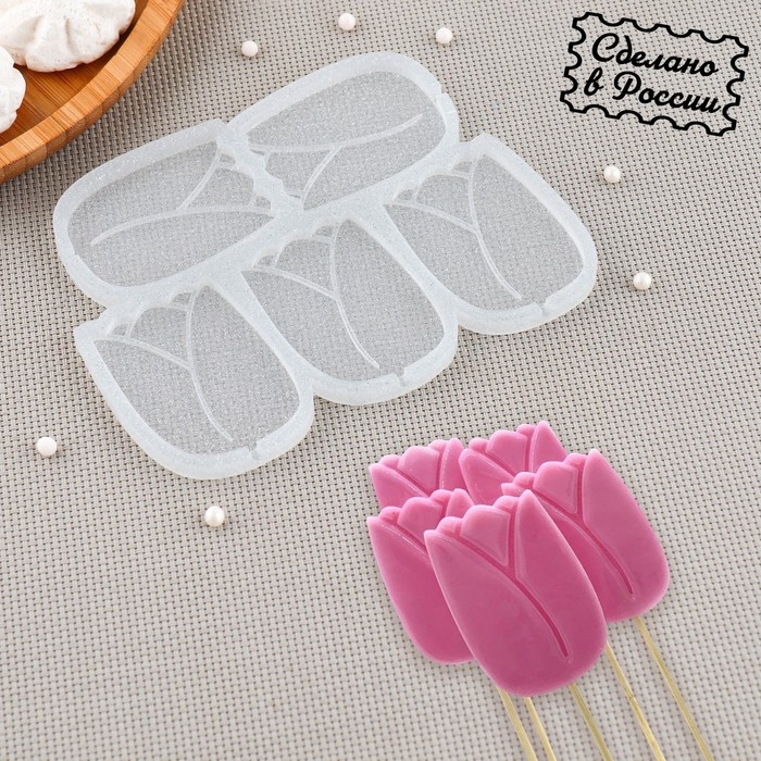 Силиконовый молд для леденцов и шоколада «Тюльпан», 5,5×4,5 см, цвет прозрачный Силиконовый молд для леденцов и шоколада «Тюльпан», 5,5×4,5 см, цвет прозрачный