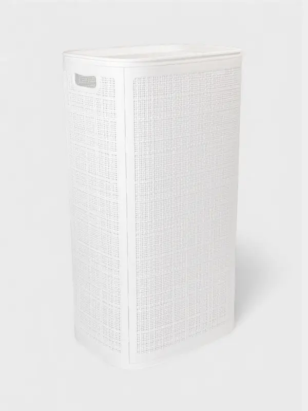 Плетёная корзина для белья с крышкой &laquo;Лён&raquo;, 100 л, 43&times;32&times;80 см, белая