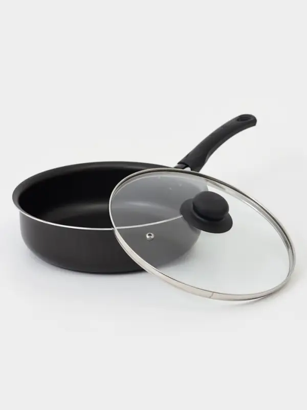 Сотейник Promo, 2.8 л, d=24 см, стеклянная крышка, антипригарное покрытие, алюминий, чёрный