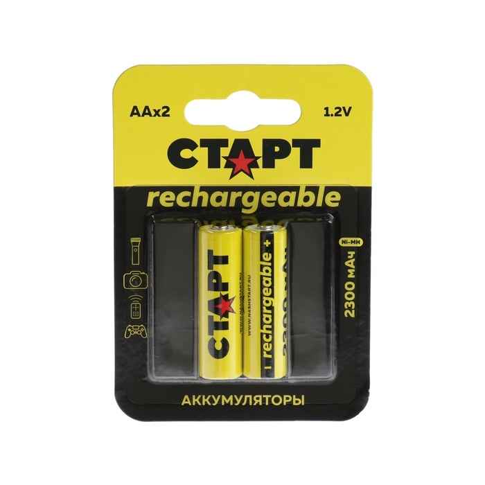 Аккумулятор СТАРТ, Ni-Mh, AA, HR6-2BL, 1.2В, 2300 мАч, блистер, 2 шт Аккумулятор СТАРТ, Ni-Mh, AA, HR6-2BL, 1.2В, 2300 мАч, блистер, 2 шт