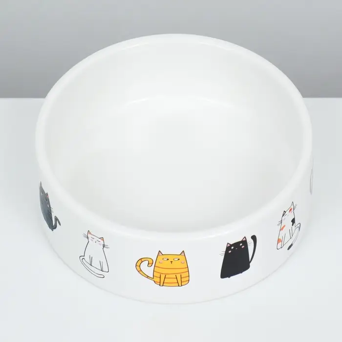 Миска &laquo;Котяры&raquo; 300 мл 12.5&times;4.5 см, керамика, белая